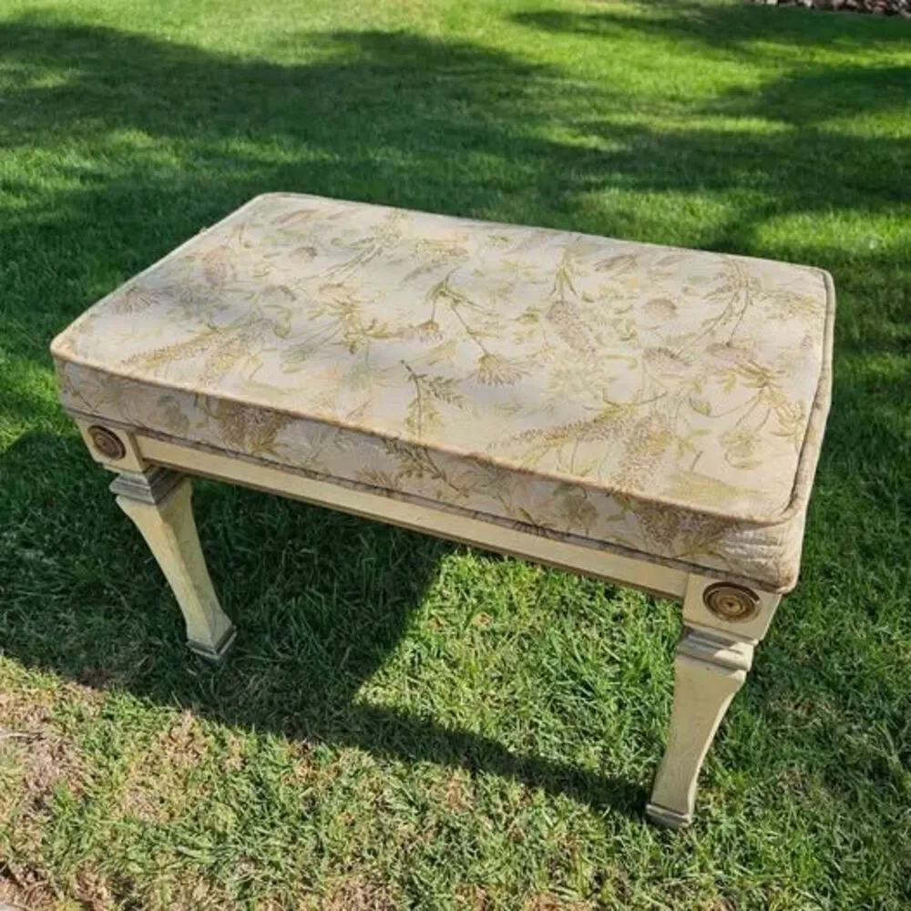 Vintage Floral Tapestry Vanity Bench